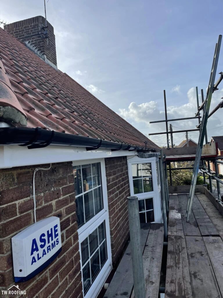 Old timber fascia and sofit removed and replaced with white uPVC - Folkestone, Kent
